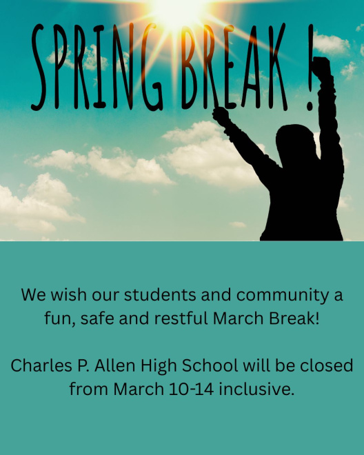 Image of a student silhouette in the sun with the words Spring Break.