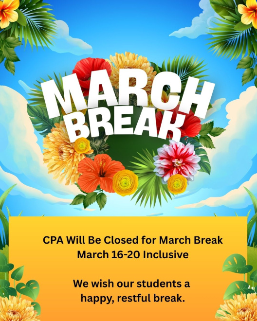 A colourful poster with the text March Break