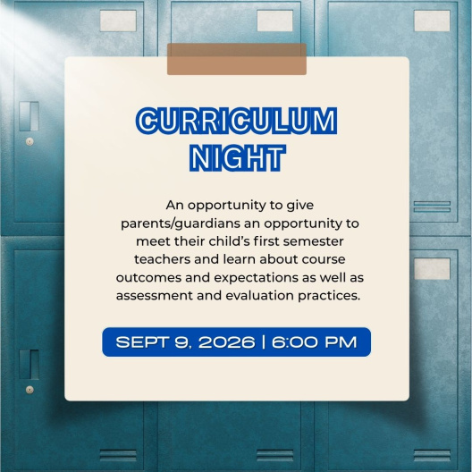 Curriculum Night with image of lockers in background