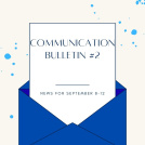 A picture of an envelope with a paper that says Communication Bulletin #2